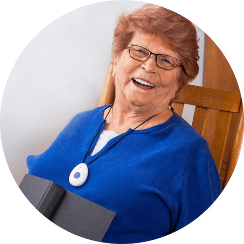woman wearing alert1 device