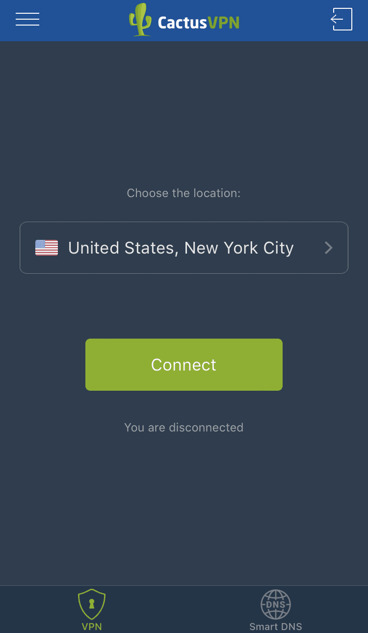CactusVPN mobile connection