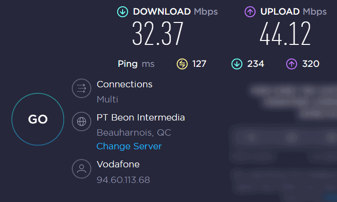 CactusVPN speed test Canada