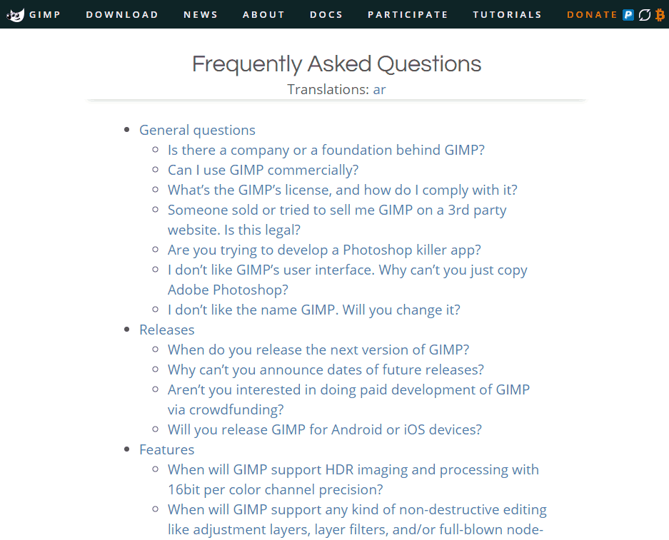 FAQ for GIMP users