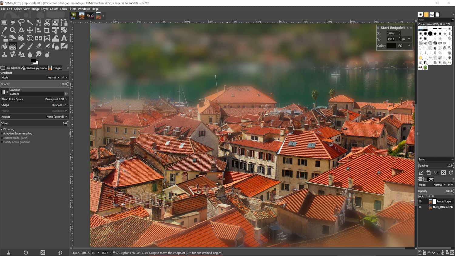 Tilt shifting with GIMP