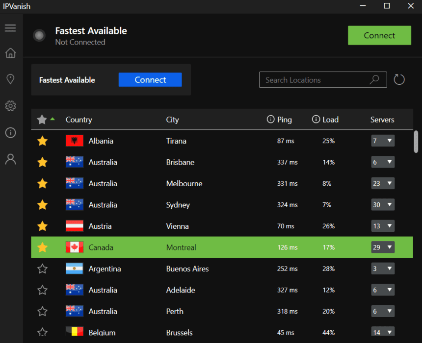 IPVanish fastest available