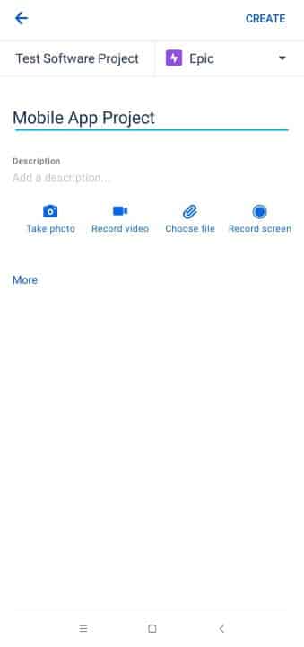 Creating a project on Jira Software mobile