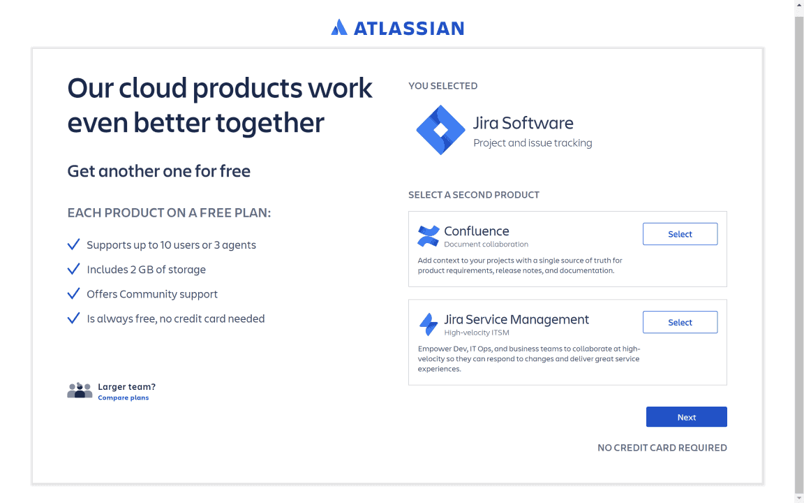 Jira Software signing up