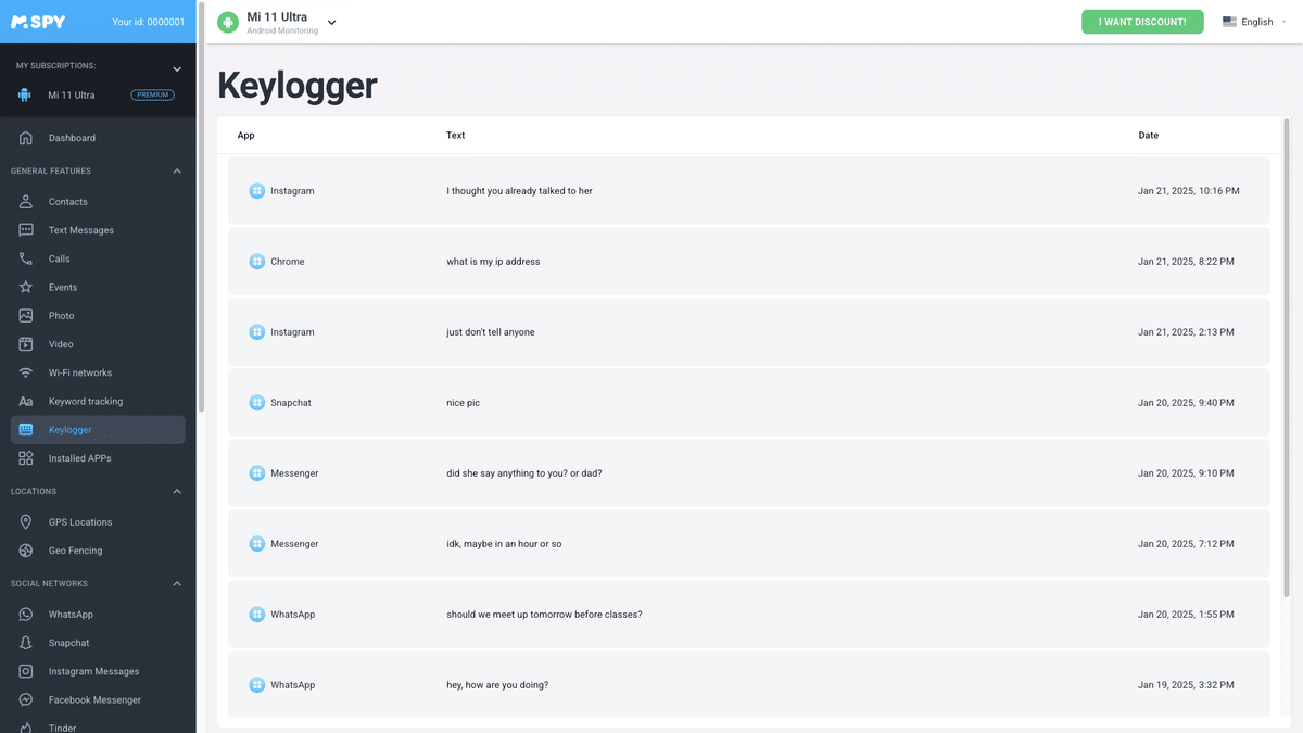 mSpy keylogger