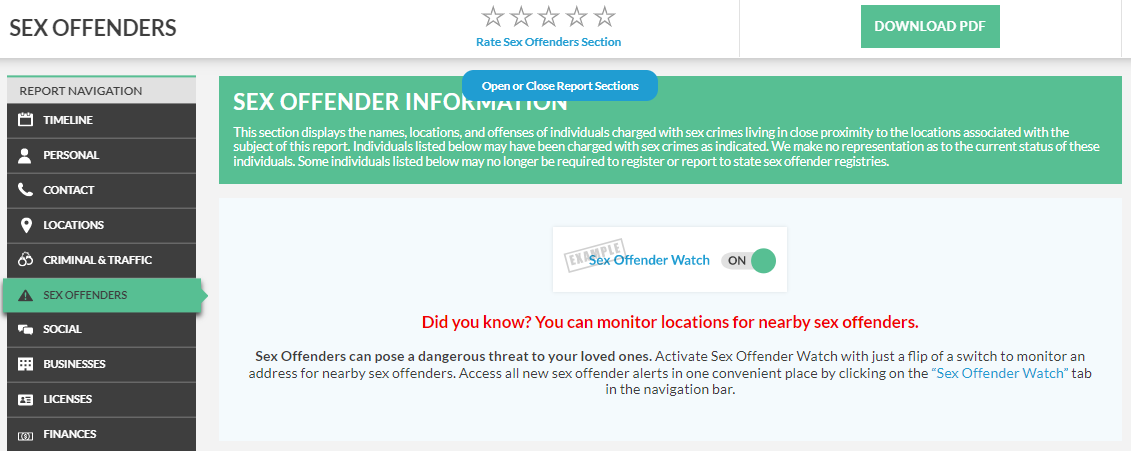 TruthFinder report sex offenders monitoring