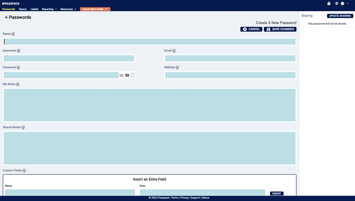 Passpack new password