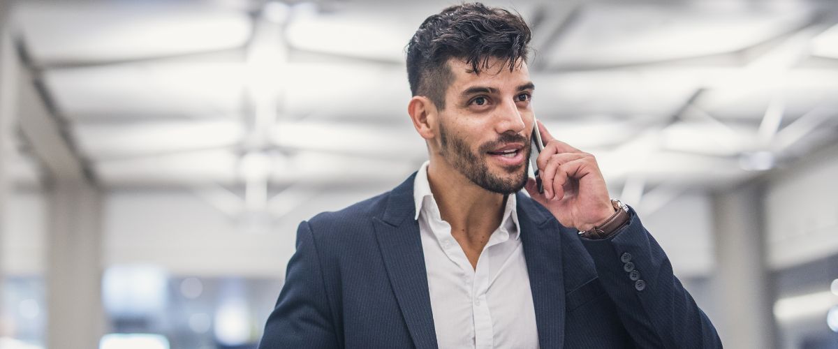 Businessman making phone call