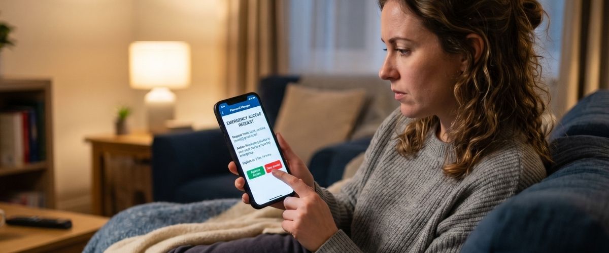 Person denying password manager emergency access request