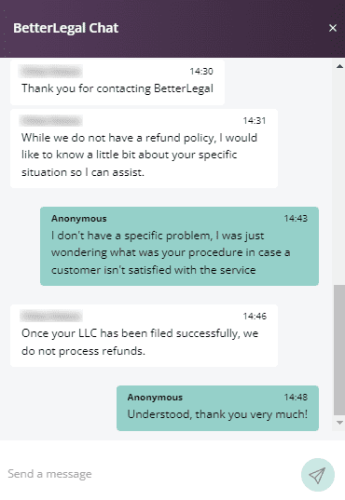 BetterLegal Live Chat