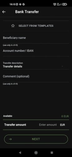 Making a Transfer on Blackcatcard Mobile App