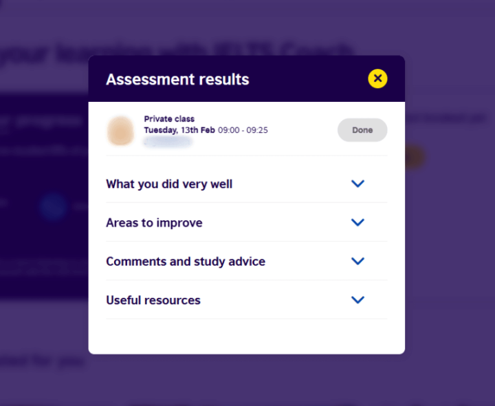 British Council IELTS Assessment Results