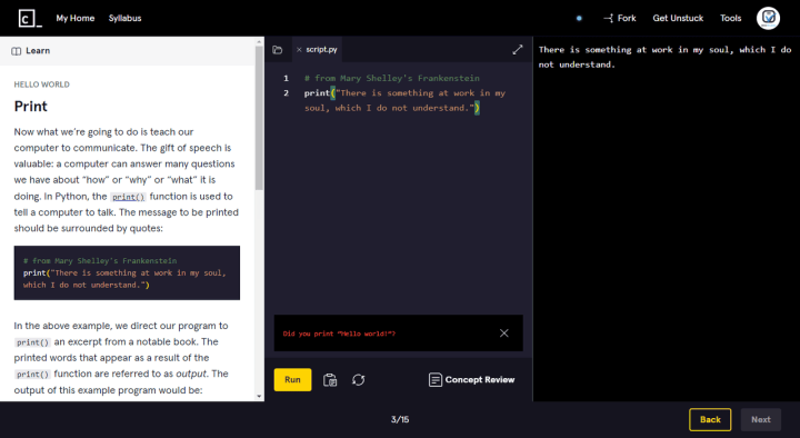 Codecademy Learning Environment