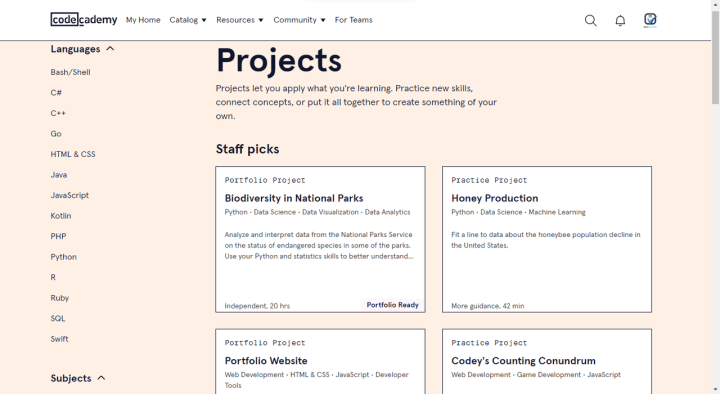 Codecademy Portfolio Projects