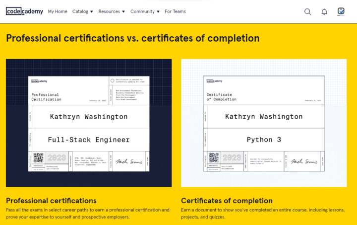 Codecademy Professional Certification