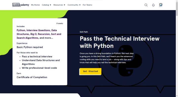 Codecademy Python Technical Interview Course