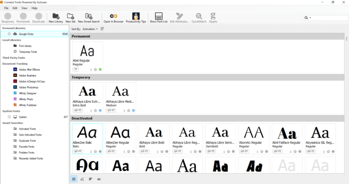 Connect Fonts Desktop Interface