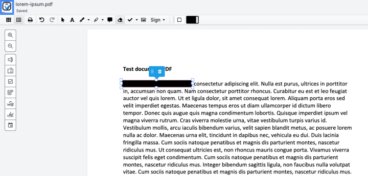 Redacting Text on DocHub