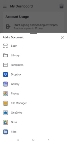 DocuSign Mobile App Add a Document
