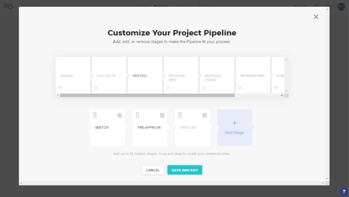 HoneyBook Project Pipeline Customization