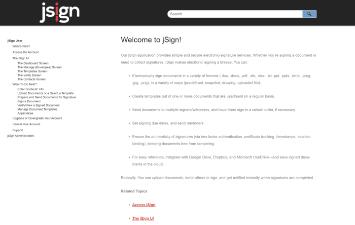 jSign Support Page