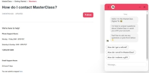 MasterClass Customer Support