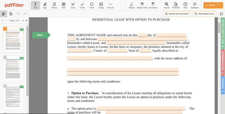 pdfFiller Residential Lease Template
