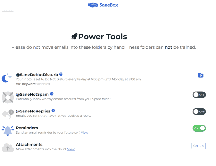 SaneBox Power Tools