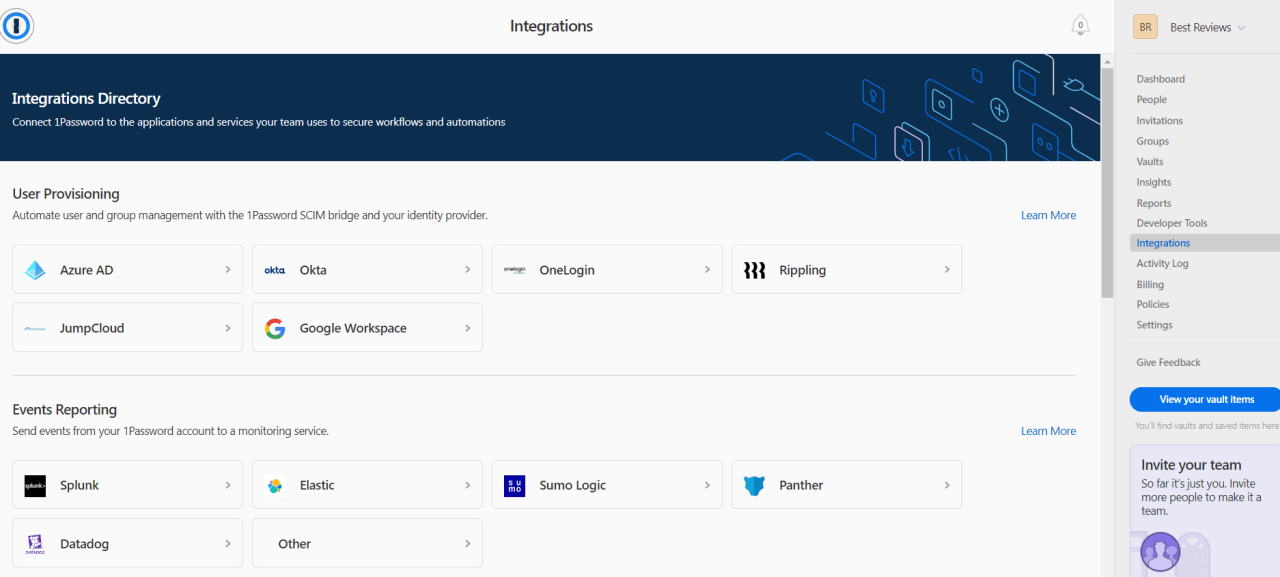 1Password integrations