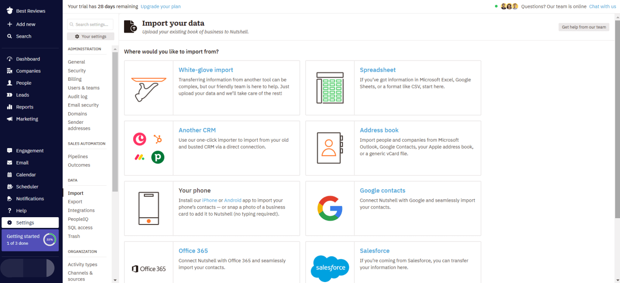 Nutshell import data