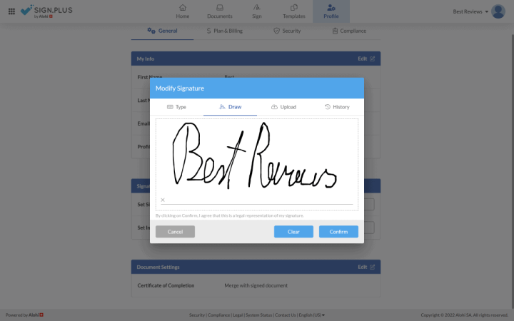 Drawing a Signature in SIGN.PLUS