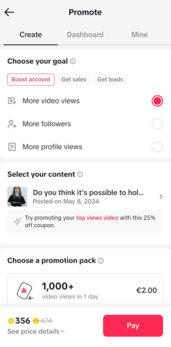 TikTok for Business Boost Account