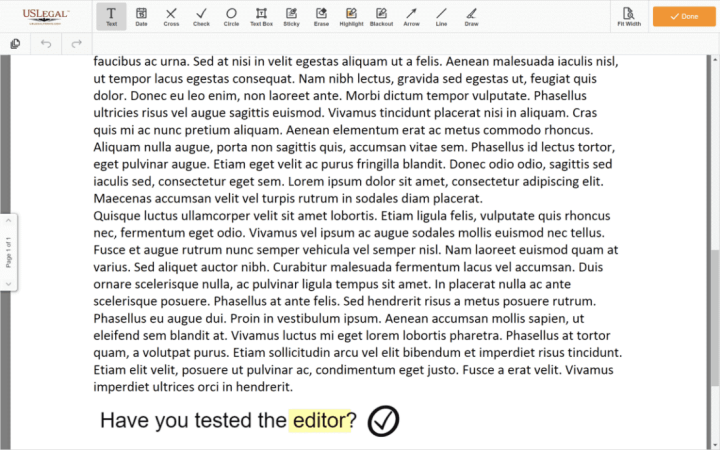 US Legal Forms Text Editor