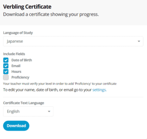 Verbling Certificates